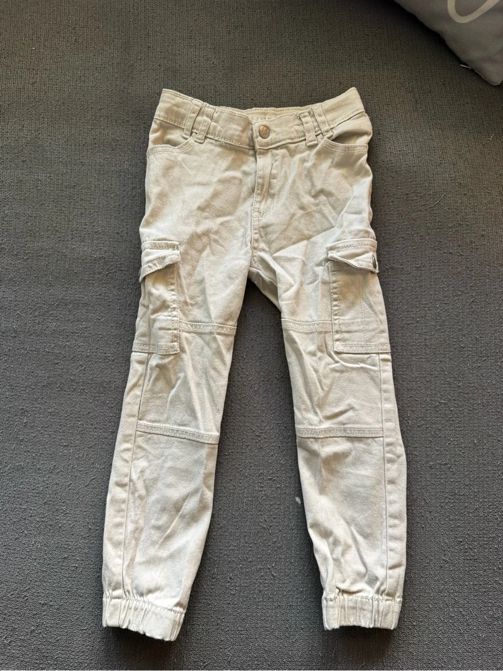 Kids Beige Cargo Jogger Pants